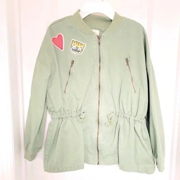 Cat & Jack Army Green Lightweight Jacket with Patches Girl’s Size Large - Picture 1 of 9